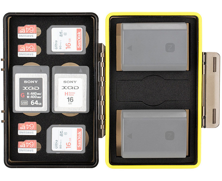 Защитный бокс для двух аккумуляторов и карт памяти SD / MicroSD / XQD Card