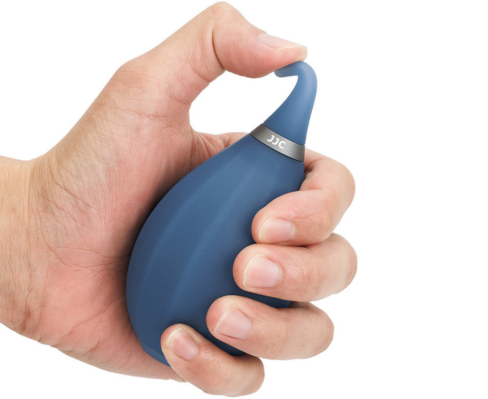 Груша воздушная для оптики с двумя клапанами, мягким соплом и ремешком (прозрачная синяя)