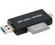 Картридер USB 3.1 + Type-C + MicroUSB OTG для SD и MicroSD карт памяти (чёрный)