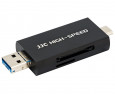 Картридер USB 3.1 + Type-C + MicroUSB OTG для SD и MicroSD карт памяти (чёрный)