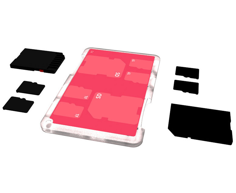 Компактный защитный футляр для флеш карт (4x MicroSD и 2x SD) розовый