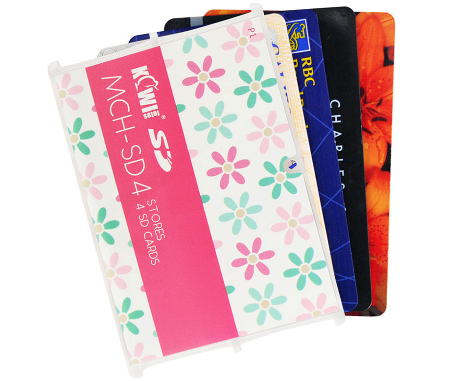 Компактный защитный футляр для флеш карт (4x SD card) розовый