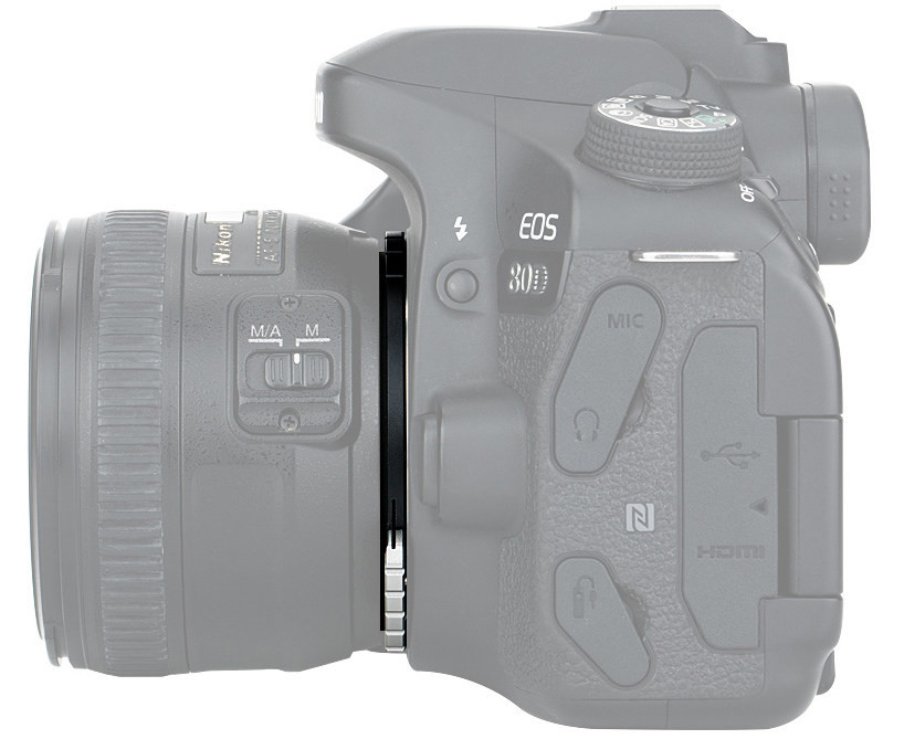 Адаптер с кольцом диафрагмы для установки объективов Nikon G на фотокамеры Canon EF-S / EF