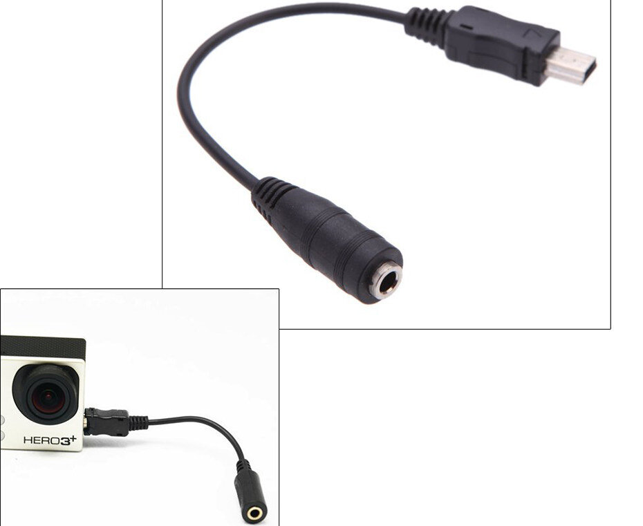 Адаптер микрофона для GoPro Hero 4 / 3 / 3+ (miniUSB - Jack 3.5 мм)