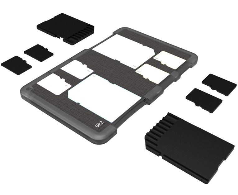 Компактный защитный футляр для флеш карт (4x MicroSD и 2x SD) черный цвет