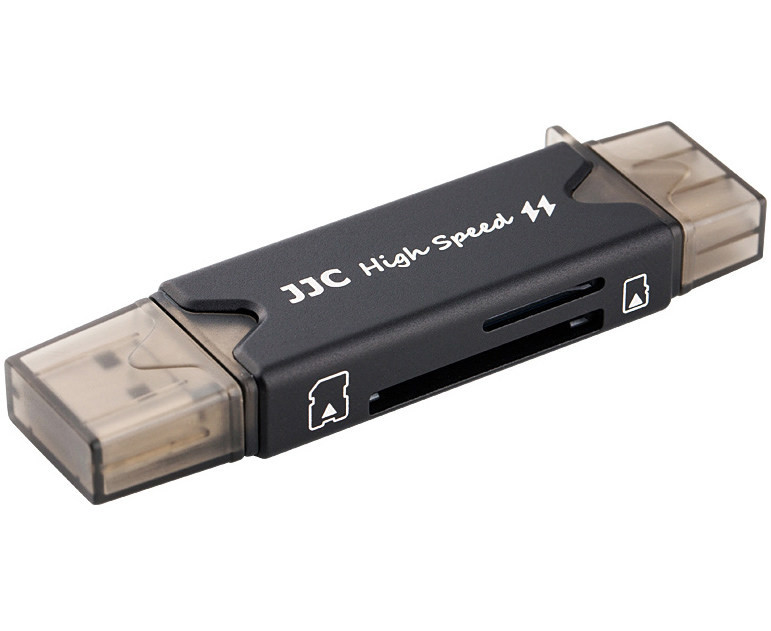 Картридер USB 3.0 + Type-C + MicroUSB OTG для SD и MicroSD карт памяти (черный)