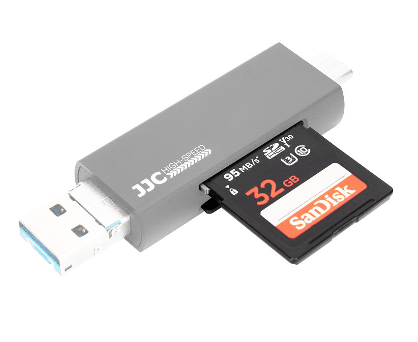 Картридер USB 3.0 / Type-C / MicroUSB OTG для SD и MicroSD карт памяти до 1 Тб (чёрный)