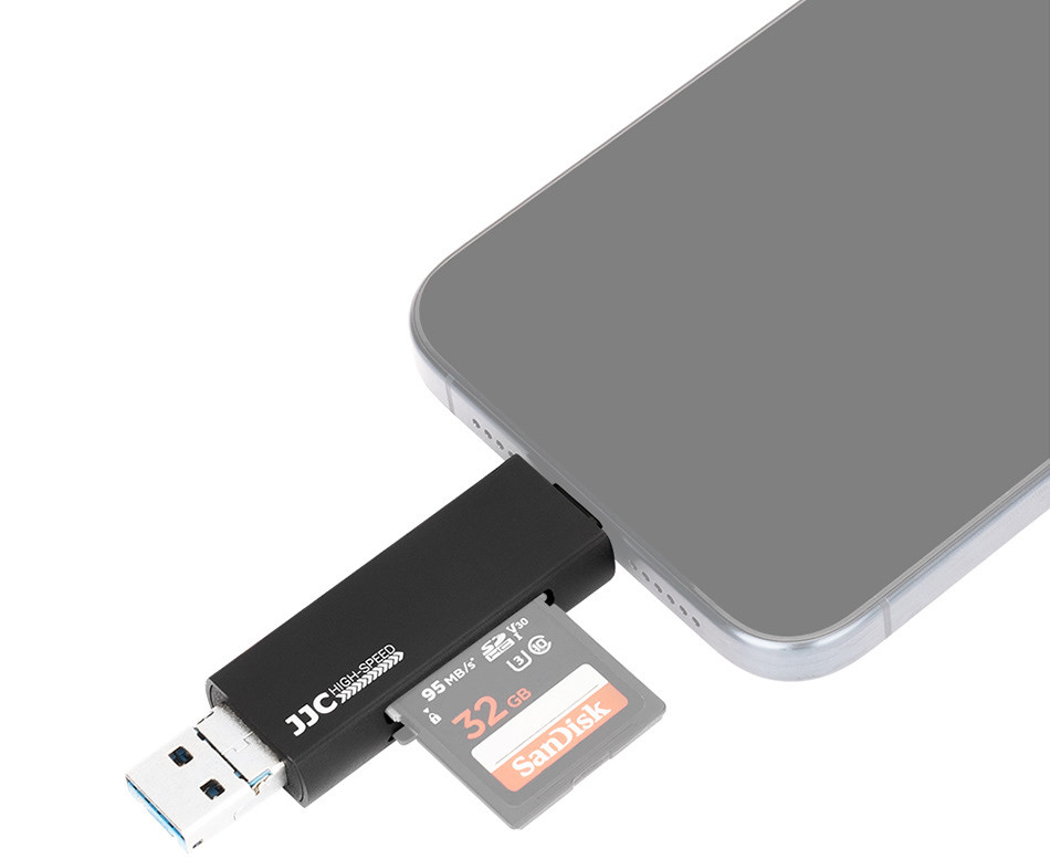 Картридер USB 3.0 / Type-C / MicroUSB OTG для SD и MicroSD карт памяти до 1 Тб (чёрный)