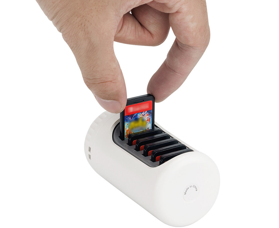 Цилиндрический бокс на 6 Nintendo Switch Game Card и 2 microSD карты памяти (белый цвет)