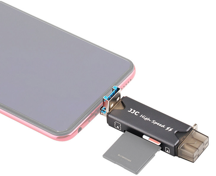 Картридер USB 3.0 + Type-C + MicroUSB OTG для SD и MicroSD карт памяти (серый)