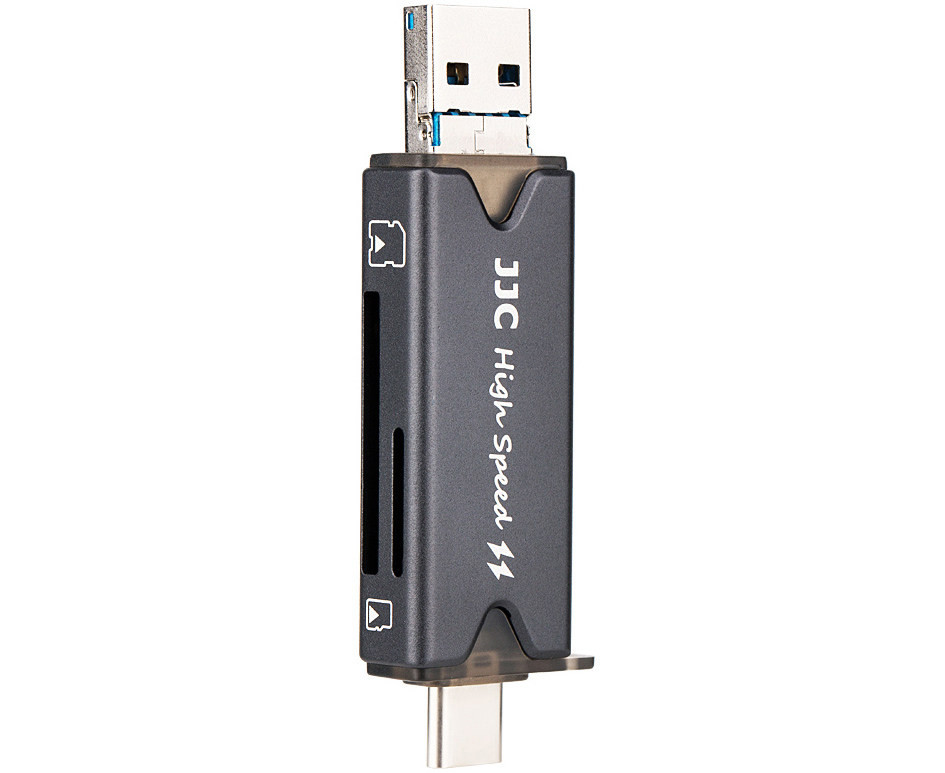 Картридер USB 3.0 + Type-C + MicroUSB OTG для SD и MicroSD карт памяти (серый)