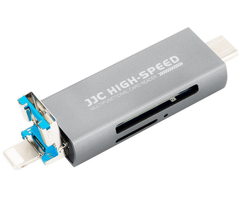 Картридер USB 3.0 + Type-C + Lightning OTG для SD и MicroSD карт памяти (серый)