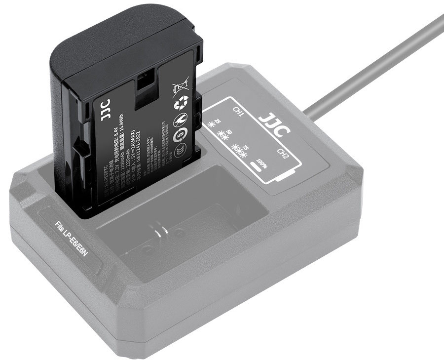 Аккумулятор JJC типа Canon LP-E6P с зарядным портом Type-C