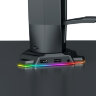 Настольная подставка для наушников с банджи для мыши, USB хабом и RGB подсветкой, чёрный цвет