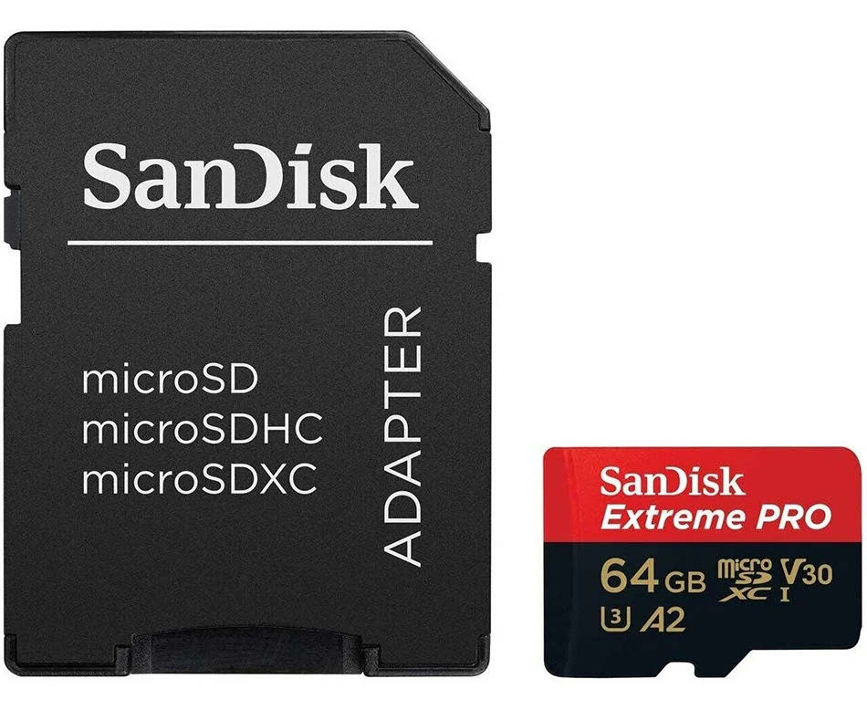 Карта памяти microSDXC UHS-I U3 Sandisk Extreme PRO 64 Гб, 170 МБ/с, Class 10 V30 A2