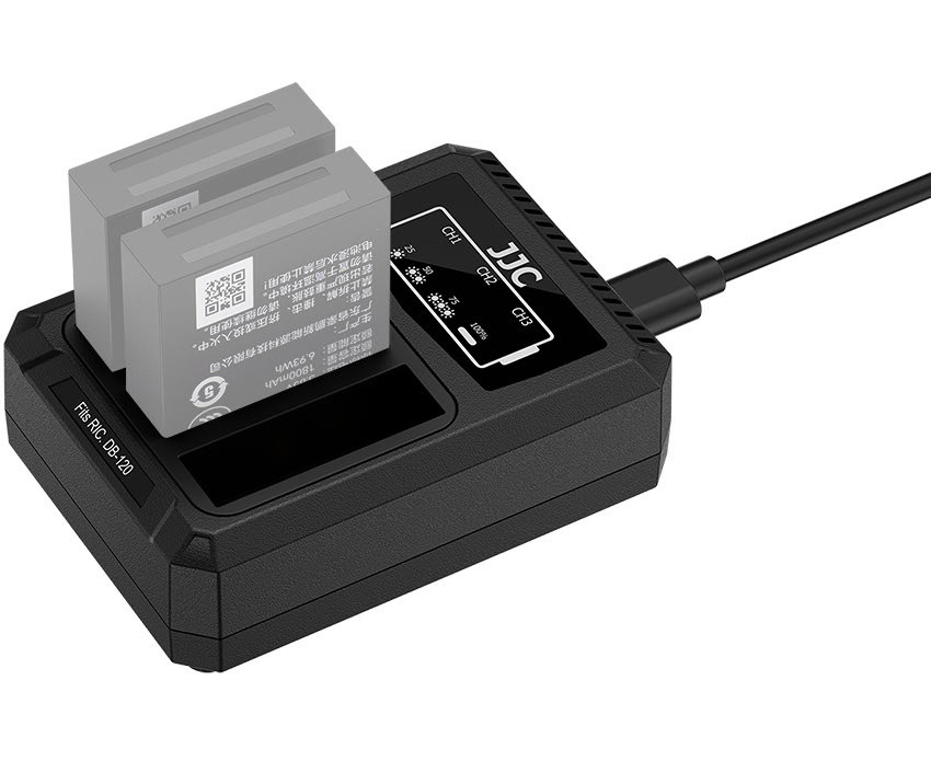 Зарядное USB-C устройство для трёх аккумуляторов Ricoh DB-120