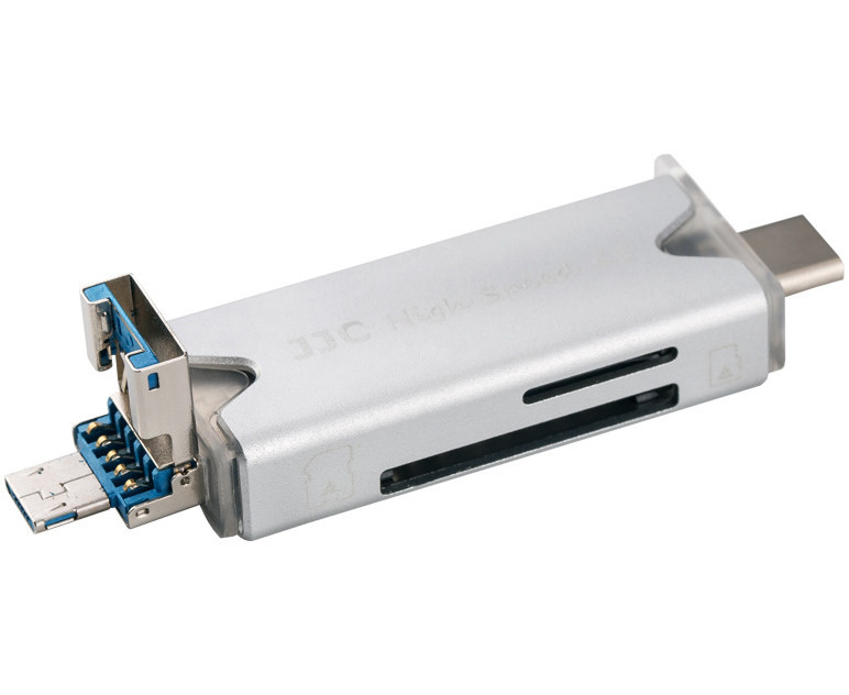 Чехол для SD / microSD / TF карт памяти и nano SIM с OTG картридером (бело-синий)