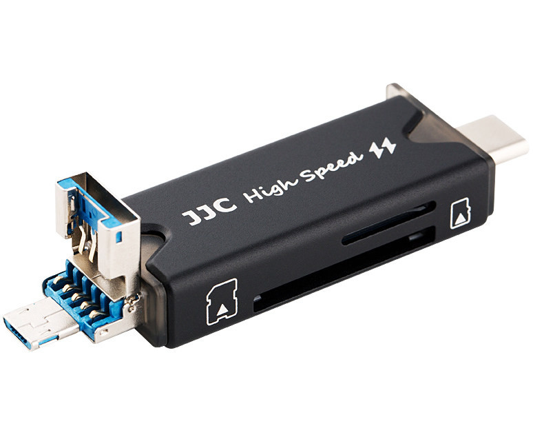 Чехол для SD / microSD / TF карт памяти и nano SIM с OTG картридером (серо-черный)