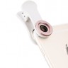 Набор оптики рыбий глаз, широкоугольный конвертер с макро насадкой для смартфона, розовый цвет