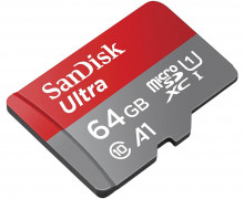 Карта памяти microSDHC UHS-I Sandisk Ultra 64 Гб, 120 МБ/с, Class 10