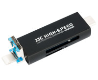 Картридер USB 3.0 + Type-C + Lightning OTG для SD и MicroSD карт памяти (чёрный)