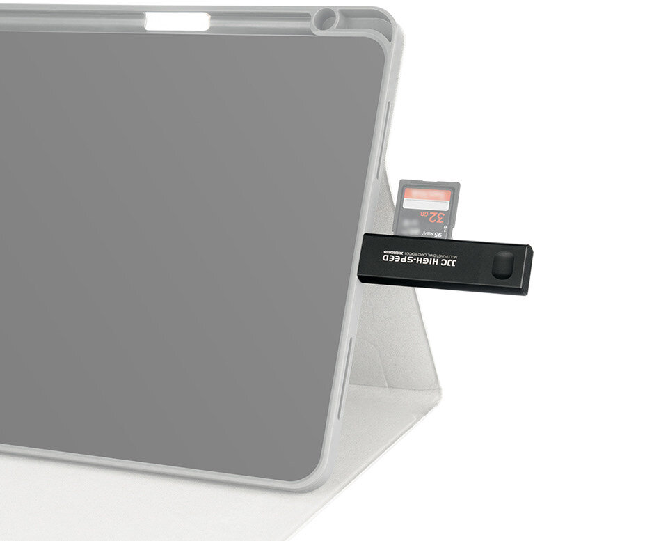 Картридер USB 3.0 + Type-C + Lightning OTG для SD и MicroSD карт памяти (чёрный)