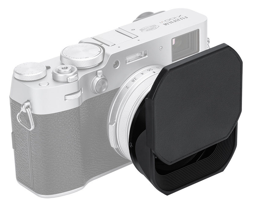 Квадратная бленда для Fujifilm X100VI, X100V, X100F с адаптером на 49 мм (чёрная)