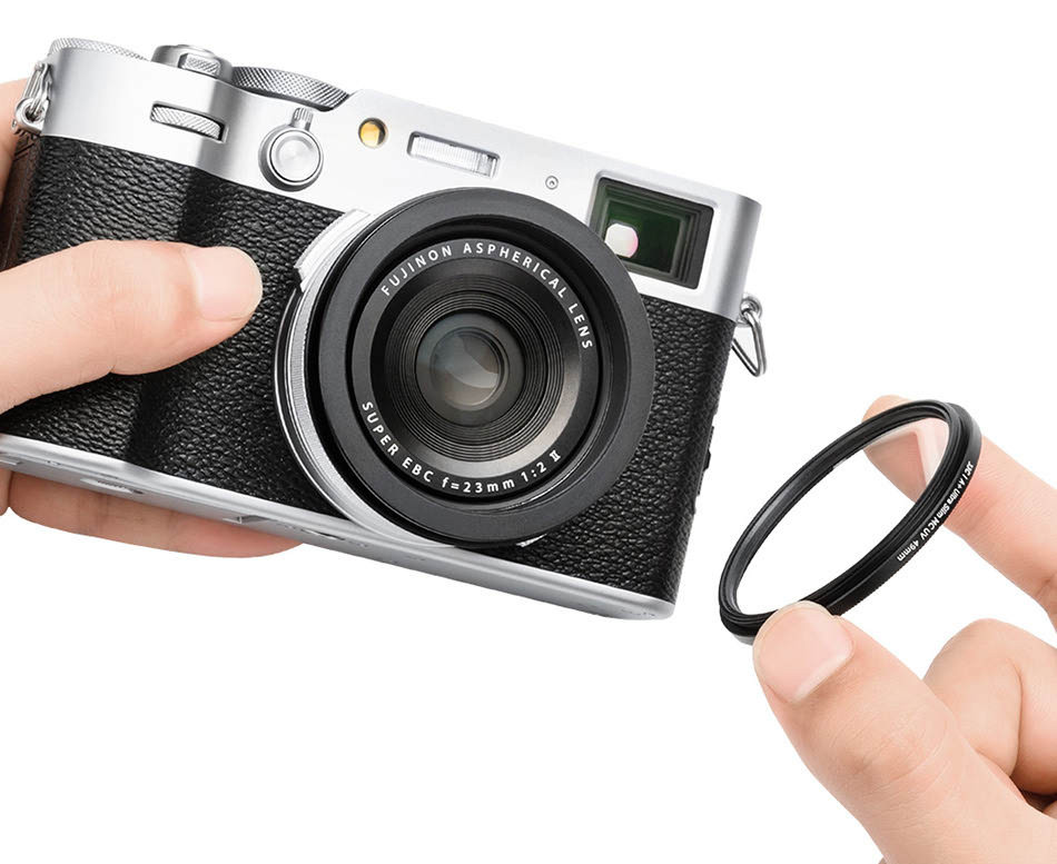 Квадратная бленда для Fujifilm X100VI, X100V, X100F с адаптером на 49 мм (чёрная)