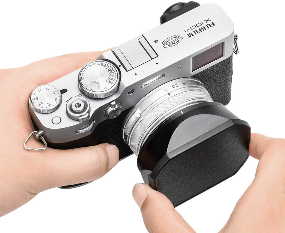 Квадратная бленда для Fujifilm X100VI, X100V, X100F с адаптером на 49 мм (чёрная)