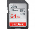 Карта памяти SDXC UHS-I Sandisk Ultra 64 Гб, 120 МБ/с, Class 10