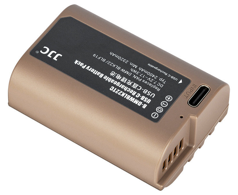 Аккумулятор JJC типа Panasonic DMW-BLK22 / DMW-BLF19 с зарядным портом Type-C