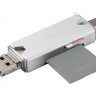 Компактный футляр для карт памяти SD и microSD дизайн под аудиокассету с OTG картридером (красный)