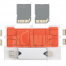 Компактный футляр для карт памяти SD и microSD дизайн под аудиокассету с OTG картридером (красный)