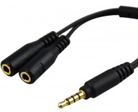 Кабельный адаптер разделяющий TRRS на наушники и микрофон