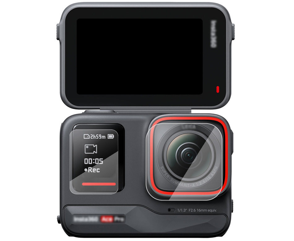 Защитное стекло для Insta360 Ace Pro (объектив и служебный дисплей)