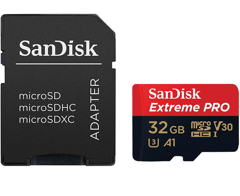 Карта памяти microSDHC UHS-I U3 Sandisk Extreme PRO 32 Гб, 100 МБ/с, Class 10 V30 A1