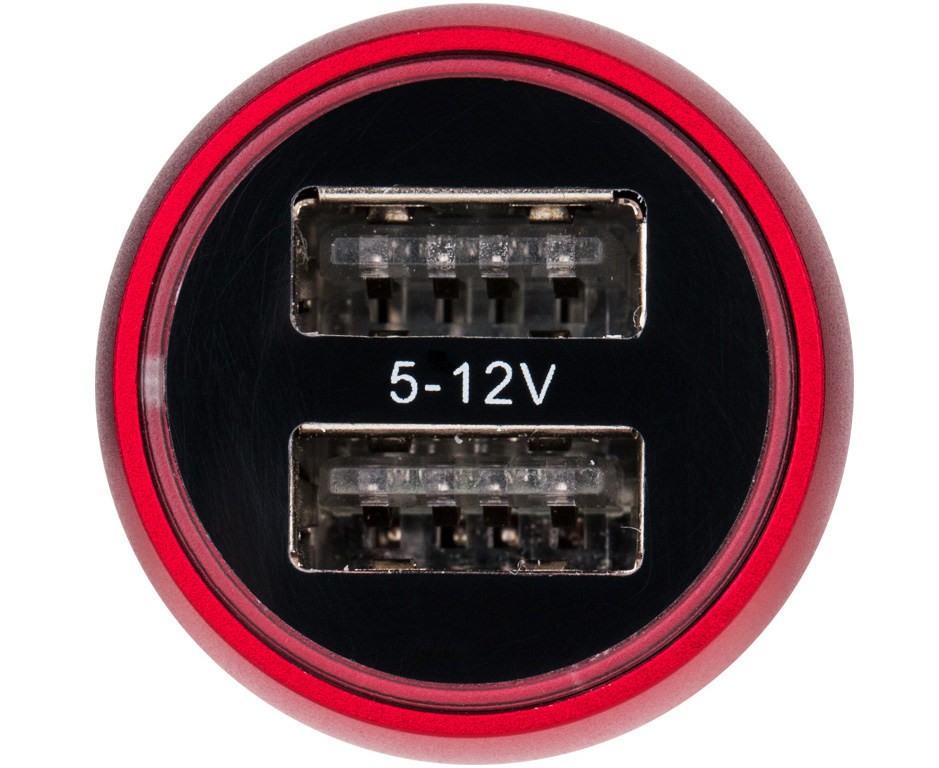 Автомобильное зарядное устройство 2xUSB QC 3.0 48Вт (красный цвет)