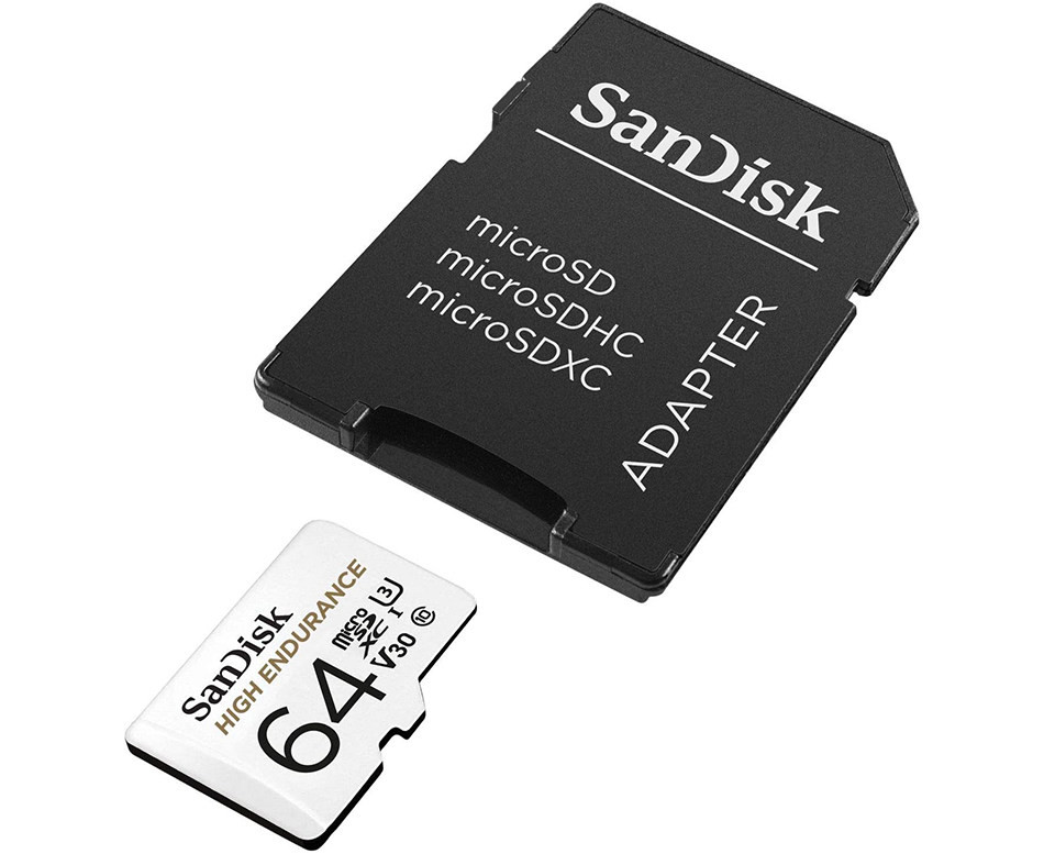 Карта памяти microSDXC UHS-I U3 Sandisk High Endurance 64 Гб, 100 МБ/с, Class 10 V30