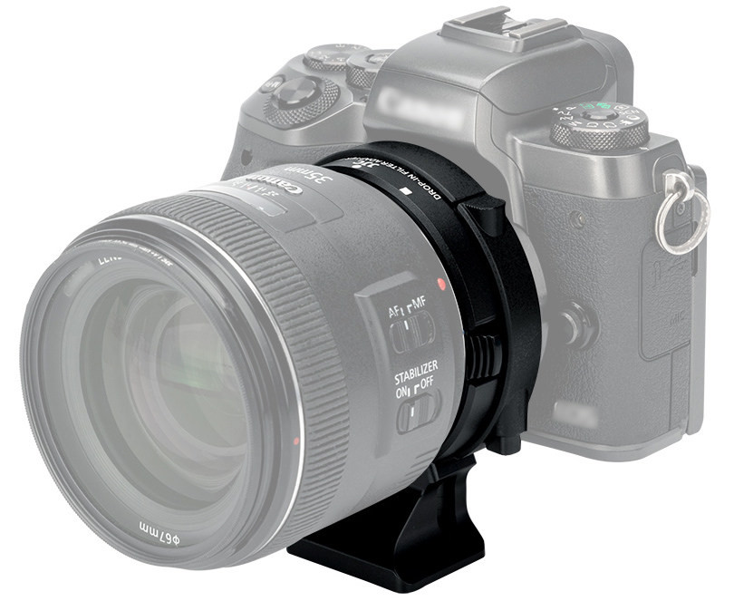 Автофокусный адаптер Canon EF/EF-S на камеры Canon EF-M с CPL и ND3-500 Drop-In фильтрами