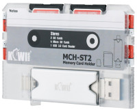 Компактный футляр для карт памяти SD и microSD дизайн под аудиокассету с OTG картридером (серый)