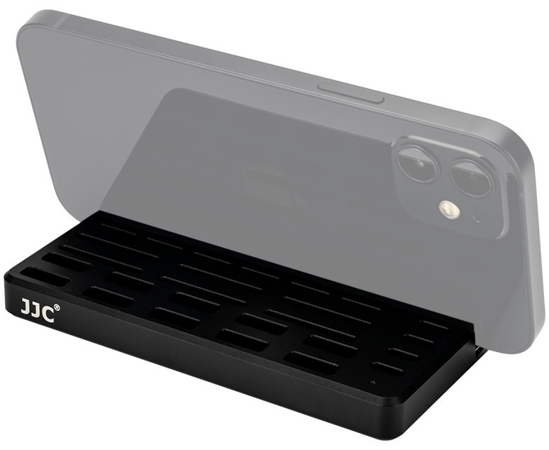 Подставка для смартфона с ячейками для SD / TF и USB Type A / Type C флеш карт, металл (чёрная)