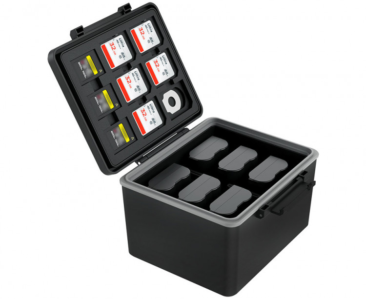 Защитный бокс на 6 аккумуляторов фотокамер и карт памяти CFExpress Type-A / Type-B / XQD / SD / microSD