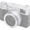 Квадратная бленда для Fujifilm X100VI, X100V, X100F с адаптером на 49 мм (серебристая)