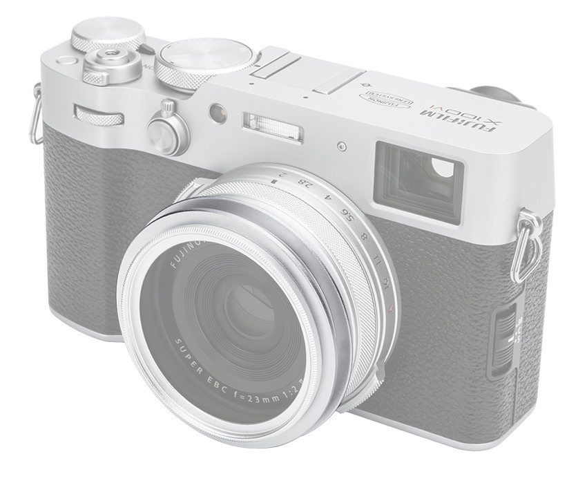 Квадратная бленда для Fujifilm X100VI, X100V, X100F с адаптером на 49 мм (серебристая)