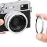 Квадратная бленда для Fujifilm X100VI, X100V, X100F с адаптером на 49 мм (серебристая)