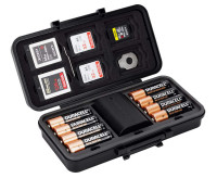 Защитный бокс для трёх аккумуляторов камер, батареек AA и карт памяти SD / CFexpress Type A и B / XQD