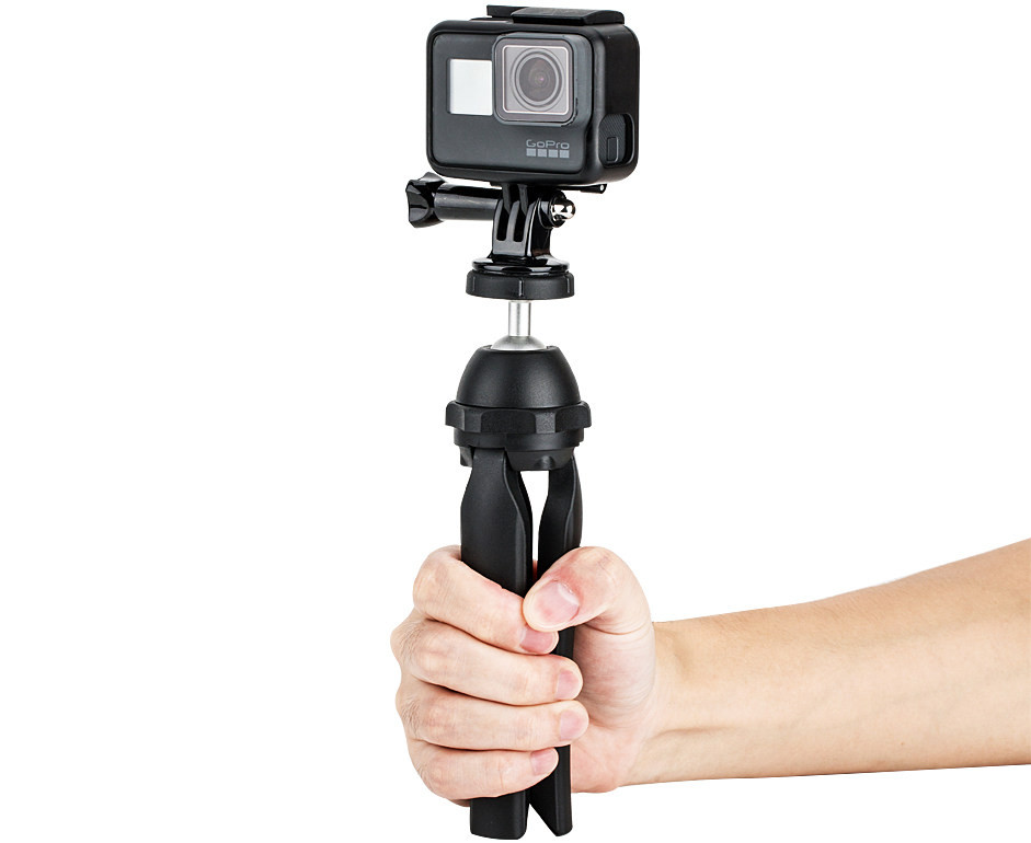 Мини штатив-рукоятка с шаровой головой и креплениями для смартфона и GoPro